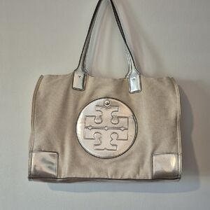 Tory Burch Beige and Silver Tote